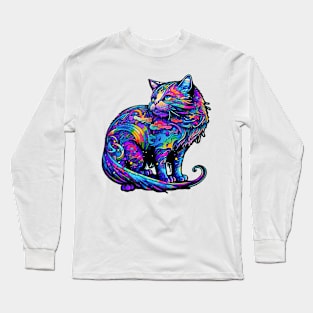 Colorful melting Cat design #3 Long Sleeve T-Shirt